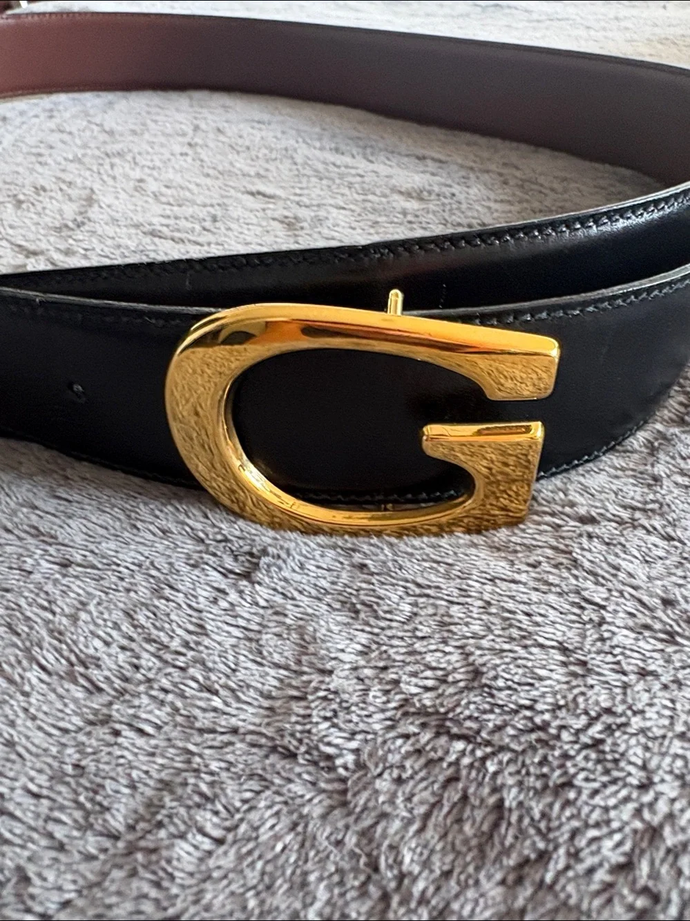 Gucci Black Leather Belt with Gold G Buckle